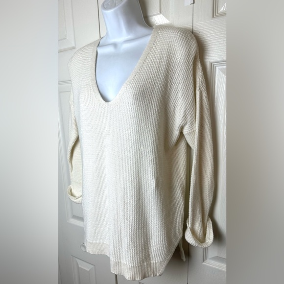 MADEWELL Oceanside Sweater Ivory Cream Pullover Knit VNeck J.Crew Casual Work - Picture 4 of 9